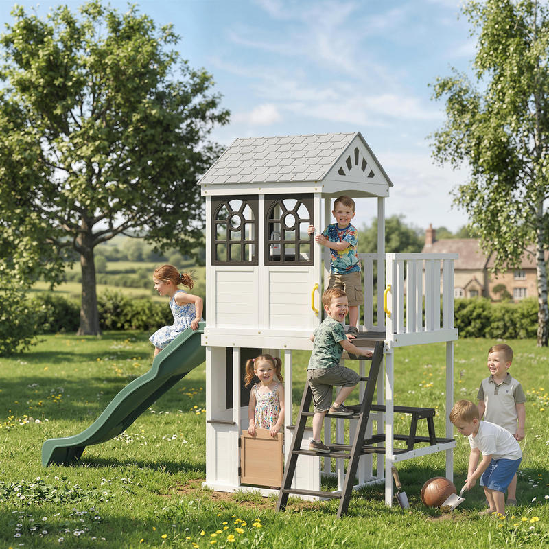 Qaba Two-Story Outdoor Playhou - Qaba Kids Outdoor Playhouse recensione e prezzo