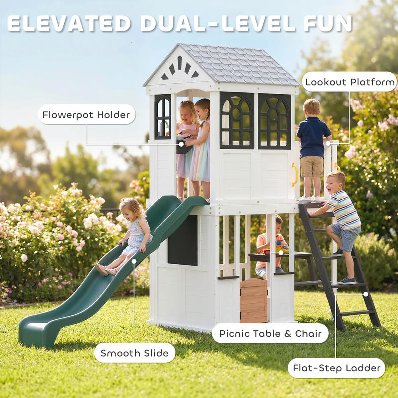 Qaba Two-Story Outdoor Playhou - Qaba Kids Outdoor Playhouse recensione e prezzo